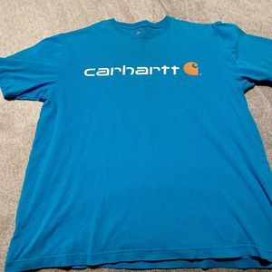 Sun Faded Teal Carhartt T-Shirt Mens Large Distressed Grunge Skate Workwear